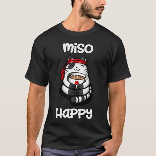 T-shirt Sushi Chat Miso Happy (Devant)