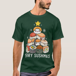 T-shirt Sushi Christmas Tree Anime Aesthetics Japanese Mak