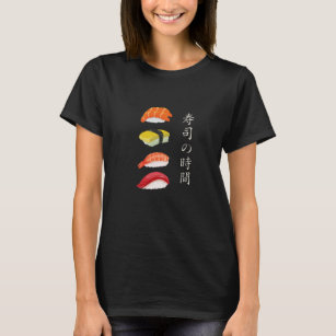 T-shirt sushi de chat à vague japonaise, Rouleau Saumon, S