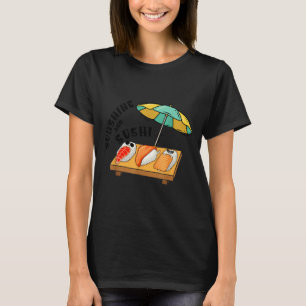 T-shirt Sushi Et Soleil Mignon Kawaii Plage Été Hommes