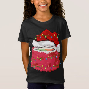 T-Shirt Sushi Fast Food Lover Xmas Santa Hat Sushi Christa