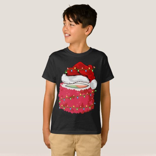 T-shirt Sushi Fast Food Lover Xmas Santa Hat Sushi Christa (Devant entier)
