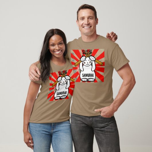 T-shirt Sushi Maneki Neko ? Samurai (Unisexe)