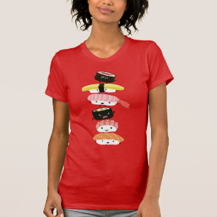 T-shirt Sushi Stack - Fun Tower of Kawaii Sushi Friends