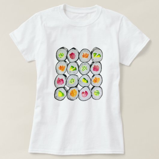 T-shirt Sushi Time aquarelle wasabi (Design devant)