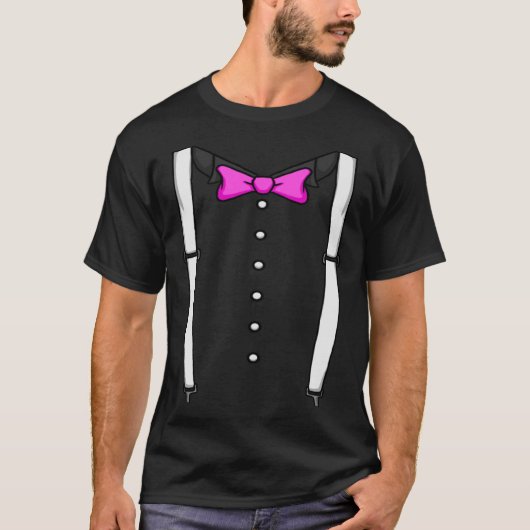 T-shirt Suspendants de Cravate de Bow rose Cummerbund Crav (Devant)