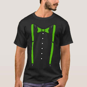 T-shirt Suspendants de Cravate de Bow vert Cummerbund Crav