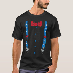 T-shirt Suspenders Drapeau Américain Nœud Papillon Garçons