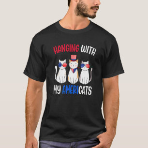 T-shirt Suspendu Avec Mes Americats Américains Usa Chats 4