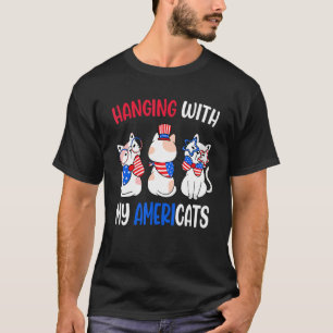 T-shirt Suspendu Avec Mes Americats Usa Chats Américains 4