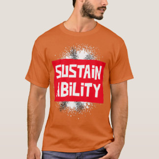 T-shirt Sustainability Red Rectangle With A Cool White Fon