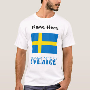 T-shirt Sverige och Svensk Flagga med Ditt Namn