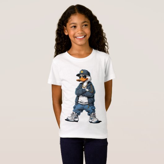 T-Shirt Swag Cartoon Duck with Gold Chains and Hoodie (Devant entier)