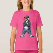 T-shirt Swag Cartoon Duck with Gold Chains and Hoodie (Devant)
