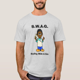 T-shirt SWAG en coiffure noire