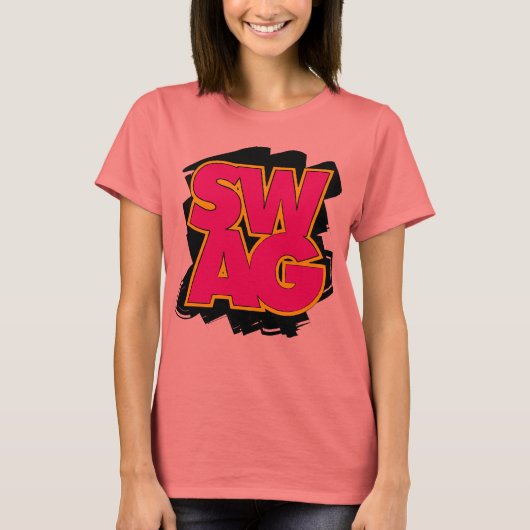 T-shirt SWAG - rose et jaune (Devant)