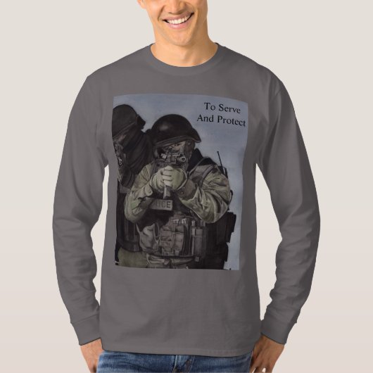 T-shirt SWAT Police To Serve & Protect Men's Long Sleeve (Devant)