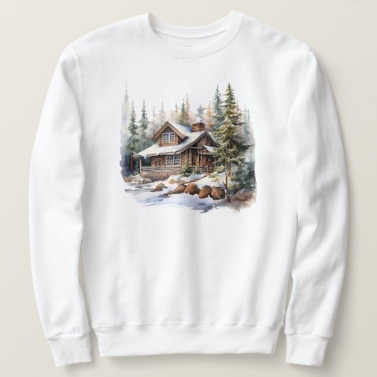 T-shirt sweat pour cabane d'hiver (Design devant)