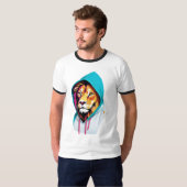 T-shirt Sweat - shirt à capuche de Lion - Bold Ani (Devant entier)