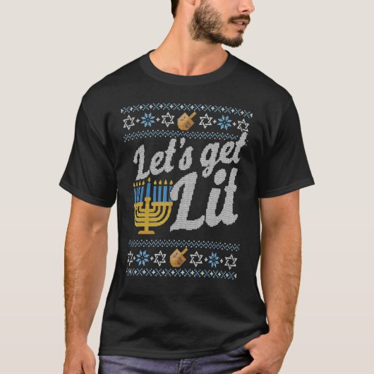 T-shirt Sweater Hanoukka laide, lit Menorah (Devant)
