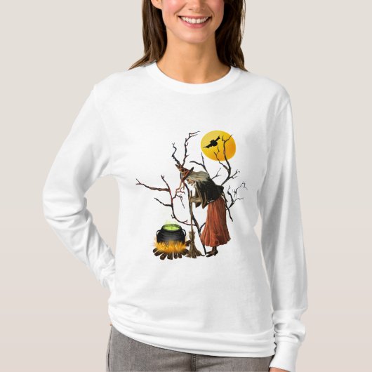 T-shirt Sweatshirt vintage d'Halloween sorcière (Devant)