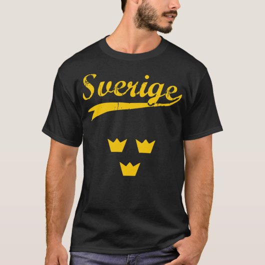 T-shirt Sweden, Sverige, 3 crowns and text (Devant)