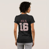 T-shirt Sweet 16 Anniversaire fille Rose Typographie coule (Dos entier)