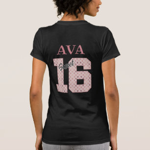 T-shirt Sweet 16 Anniversaire fille Rose Typographie coule