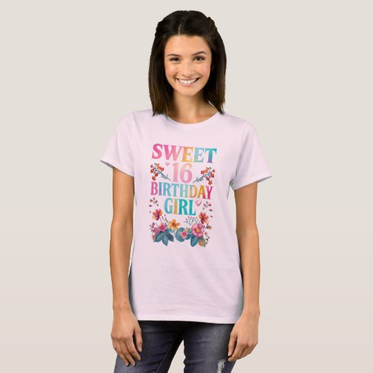 T-shirt Sweet 16 fille d'anniversaire (Devant entier)