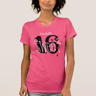 T-shirt Sweet 16 Nom personnalisé Birthday Gift Grunge Te
