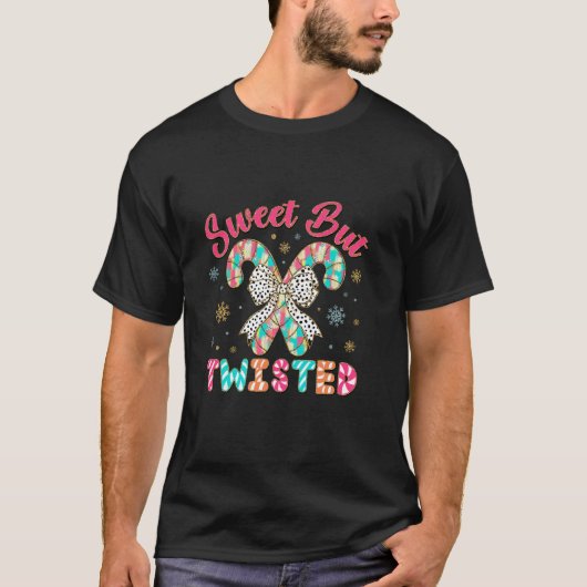 T-shirt Sweet But Twisted Funny Christmas Candy Cane  (Devant)