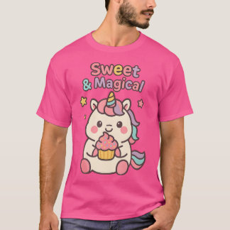 T-shirt Sweet Magical Kawaii Unicorn Holding Cupcake For G