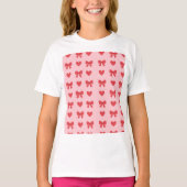 T-shirt Sweet Pink Hearts & Bows Pattern (Devant)