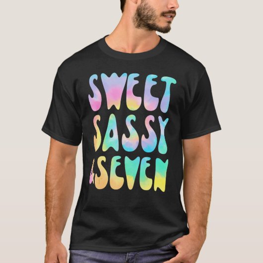 T-shirt Sweet Sassy et sept 7e anniversaire fille Tie Dye  (Devant)