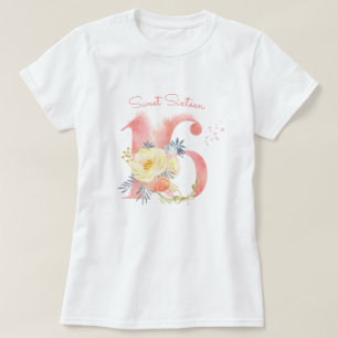 T-shirt Sweet Sixteen Fleurs Personnalisées 16ème Annivers