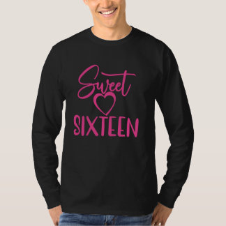 T-shirt Sweet sixteen Pour Filles, Rose 16 Ans 16th Bi