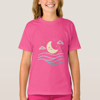 T-shirt Sweet Smiling Moon & Stars – Cute Night Design for