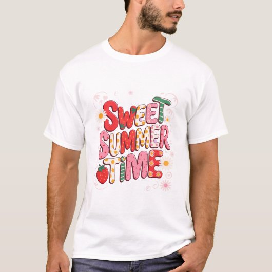 T-shirt Sweet Summer Time Coquette Strawberry Retro Beach (Devant)