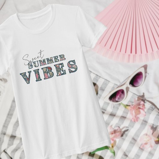 T-shirt Sweet Summer Vibes - Typographie florale