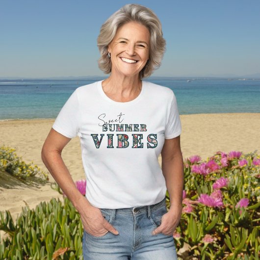 T-shirt Sweet Summer Vibes - Typographie florale