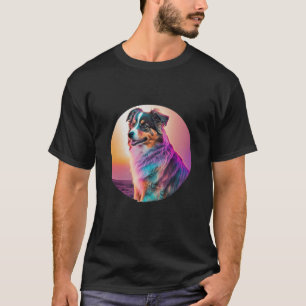 T-shirt Sweet Synthwave Australian Shepherd avec 80s Twist