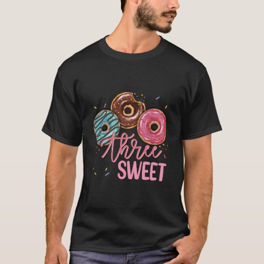 T-shirt Sweet Trois 3E Doughnut fête d'anniversaire fille (Devant)