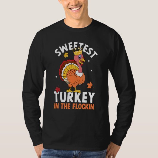 T-shirt Sweetest Turkey In The Flock Autumn Fall Thanksgiv (Devant)