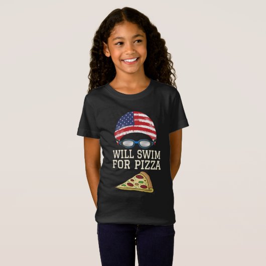 T-Shirt Swim Swimmer Amusant nager Pizza Goggings Casquett (Devant entier)