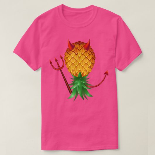 T-shirt Swinger Upside Down Evil Pineapple Devil Horn with (Design devant)