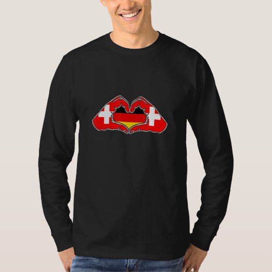 T-shirt Switzerland and Germany  Heart hand friendship  (Devant)