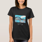 T-shirt Sydney Harbour Bridge bleu ciel avec yachts (Devant)