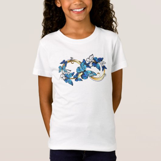 T-Shirt Symbol Infinity of Blue Morpho Butterflies (Devant)