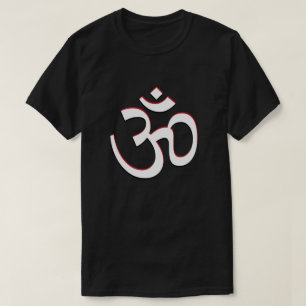 T-shirt Symbole Aum Om Signet Logo Rouge Blanc Noir