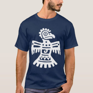 T-shirt Symbole aztèque primitif blanc d'oiseau du